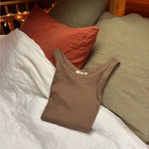 NWT Madewell Chocolate Brown High Neck Tank Top